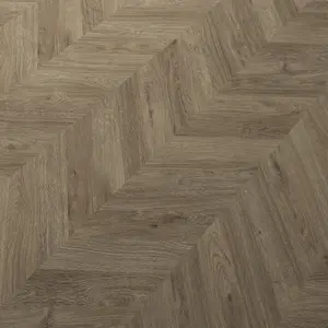 GoodHome Leyton Grey Herringbone Oak effect Laminate flooring Sample