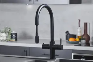 Liquida HT35MB 3 In 1 Pull Out Spray Black Instant Boiling Water Kitchen Tap