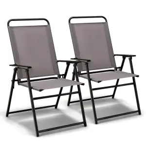 Costway Outdoor Folding Chairs Set of 2 Lightweight High Back Chairs w/ Armrests