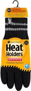 Heat Holders 3.2 Tog Hi-Vis Thermal Gloves With Reflective Stripes, Black S/M