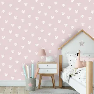 Holden Décor Pink Heart Smooth Wallpaper