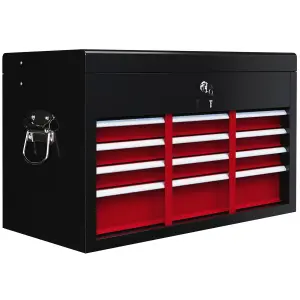 HOMCOM Lockable Metal Tool Chest w/ 6 Drawer, Ball Bearing Runners, Red