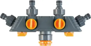 Outdoor Garden Hose 4 Way Tap Adaptor