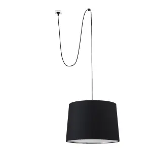 Luminosa Conga Black Cylindrical Pendant Lamp With Plug