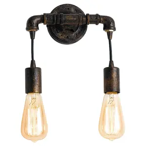 Luminosa AMARCORD Industrial 2 Light Wall Light Rust 27 23x26cm