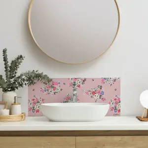 Cath Kidston Clifton Rose Glass Splashback - Pink (600x250mm)