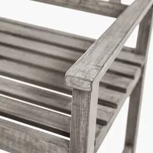 Grey 3 Seater Acacia Wood Bench For Garden