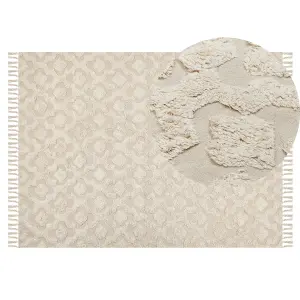 Cotton Area Rug 140 x 200 cm Beige AKSARAY