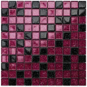 Glass mosaic on mesh for bathroom or kitchen 300mm x 300mm - Purple Sunset