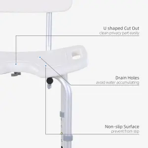 HOMCOM Adjustable Aluminum Shower Bath Stool Spa Chair w/ Non-Slip Feet, Handle