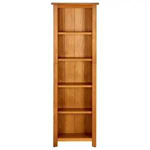 Berkfield 5-Tier Bookcase 45x22x140 cm Solid Oak Wood