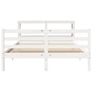 Berkfield Bed Frame without Mattress White 150x200 cm King Size Solid Wood Pine