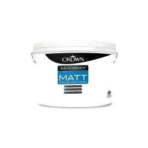 Crown Brilliant White Matt Emulsion Contractors Paint Contract  10L