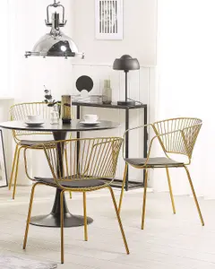 Set of 2 Dining Chairs RIGBY Metal Gold