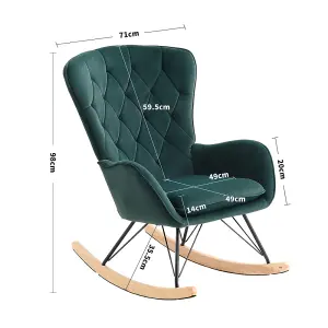 Modern Upholstered Rocking Chair with Removable Padded Seat for Living Room Bedroom