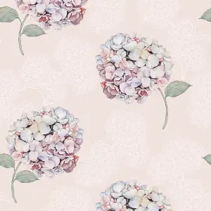 Hydrangea Harmony Wallpaper in Soft Pink