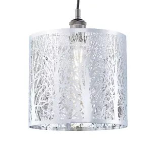 Unique and Beautiful Polished Chrome Metal Forest Design Ceiling Pendant Shade