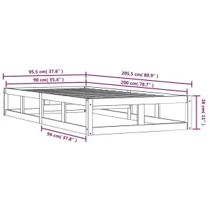 Berkfield Bed Frame Black 90x200 cm Solid Wood