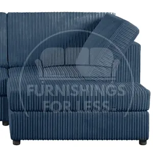 Luxor Marine Blue Jumbo Cord 4 Seater Corner sofa Right Hand Facing - Full Back