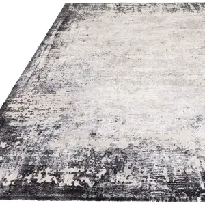 Grey Luxurious Modern Easy to Clean Abstract Rug for Living Room, Bedroom - 120cm X 170cm