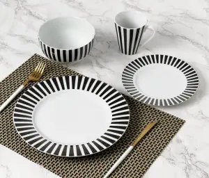 24pc Black Split Stripe Dinner Set