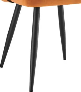 Oakley Set Of 2 Orange Velvet Dining Chairs, Orange Upholstered Fabric With Contrast Piping - Dining Room Chairs - Dining Table Chairs - Daals -