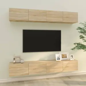 Berkfield Wall TV Cabinets 4 pcs Sonoma Oak 100x30x30 cm