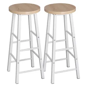 Haydenville Upholstered Counter Stool with Metal Frame (Set of 2) White / Light Oak