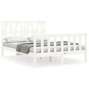 Berkfield Bed Frame with Headboard White 140x200 cm Solid Wood