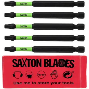 5 x Saxton 89mm TX25 Magnetic Impact Screwdriver Driver Bits Set Torx Heavy Duty