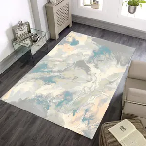 Aurora Haze Marble Abstract Rugs in Azure Blue - 120x170cm