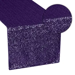 Neel Blue 11x108 Inch Shimmer Sequin Table Runner Glitter Fabric, Purple