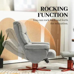 HOMCOM Recliner Chair with Footstool, Backrest Adjustable, Armchair, Grey