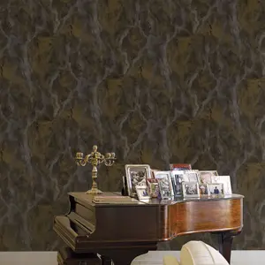 Galerie Opulence Brown Gold Marble Texture Embossed Wallpaper