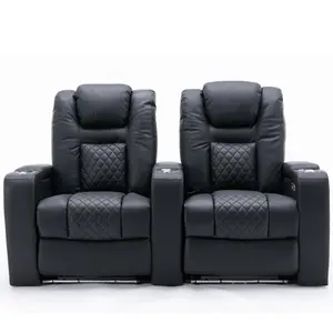 Broadway 2 Seater Electric Recliner Cinema Sofa USB Charging Led Base (Black)