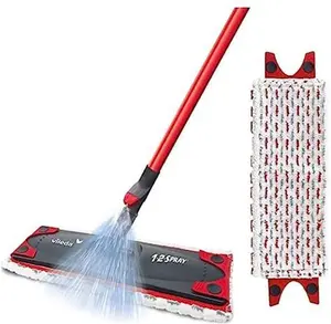 Vileda 1-2 Spray Mop, Microfibre Flat Floor Spray Mop With Extra Head Replacement, Set Of 1X Mop And 1X Refill