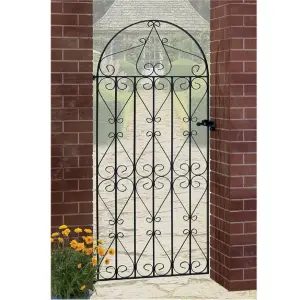 REGA Metal Scroll Tall Bow Top Garden Gate 914mm GAP x 1830mm High RBZP42