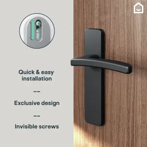 GoodHome Irvil Jet black Nickel effect Rectangular Latch Door handle (L)126.5mm (D)58mm, Pair