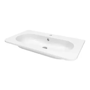 GoodHome Nevado Satin White Rectangular Vanity Basin (W)80.4cm