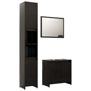 Berkfield 3 Piece Bathroom Furniture Set Black Engineered Wood