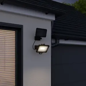 GoodHome Shomali Black Solar-powered Cool white Integrated LED Floodlight 1000lm