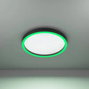 EGLO Montemorelos-Z Black Aluminium Modern Smart Control, Colour Changing Ceiling Light, (D) 42cm