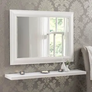 Abbeyville Framed Wall Mounted Accent Mirror White / 130.5cm H x 107.5cm W