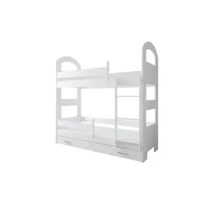 Peterkin Drawer Standard Bunk Bed and Mattress White / 80 x 160 cm / With Drawer