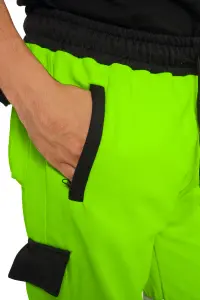 SSS Hi Viz Trouser High Visibility Mens Work Trouser Safety Fleece Worker Pants Reflective Fluorescent Joggers-Green-XXL