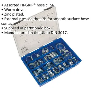 81 Pc Zinc Plated Hose Clip Assortment - 9.5 to 55mm - External Pressed Threads