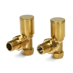 Brushed Brass Angled Manual Radiator Towel Rail Valve 15mm