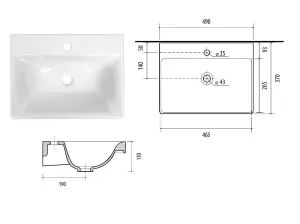 Bathroom Vanity Unit and Basin 500mm Cloakroom Sink Wall Cabinet Grey Matt Avir