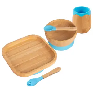 5pc Bamboo Square Baby Weaning Set - Blue