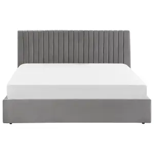 Velvet EU Super King Size Ottoman Bed Grey VION